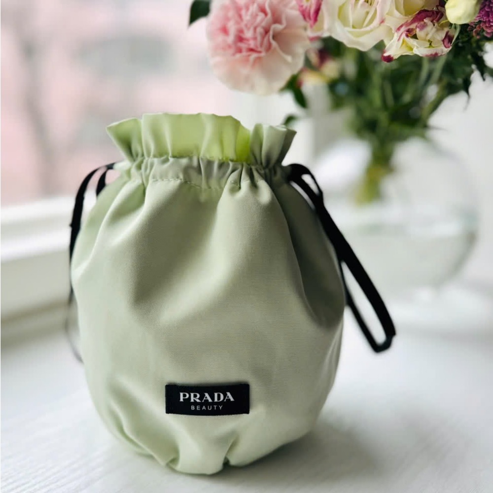 Prada Beauty Light Green Drawstring Cosmetic Pouch